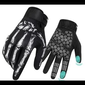 New Skeleton Multi Use Gloves for Men Women - Black with White Skeleton Print